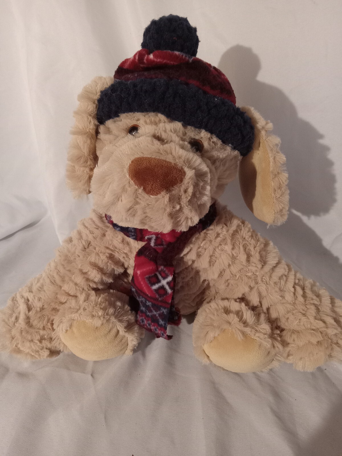 Golden Doodle Plush Dog Stuffed Animal with Scarf Hat 12 Inch Soft Toy
