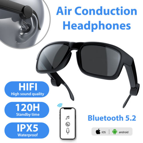 5,2 lunettes de soleil sport Bluetooth sans fil oreille ouverte audio lunettes intelligentes 🙂 - Photo 1 sur 11