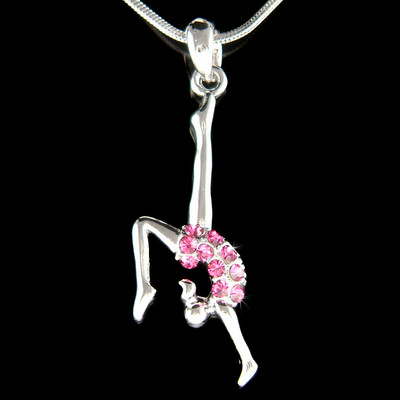 Pink Turner ~ mit Swarovski Kristall Gymnastik Acrobat Contortion Halskette