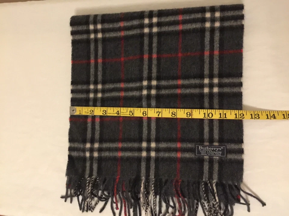 Bufanda a Cuadros Burberry Of London 100% Gris Cachemira De Colección Hecha en Inglaterra - Agujero Foto 3 de 4