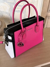 MICHAEL KORS MERCER MEDIUM TOP ZIP BELTED SATCHEL SHOULDER BAG NWT DRAGON FRUIT