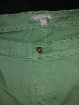 Woman Within 30 W Sage Green Twill 5-pocket Jeans Pants Ladies