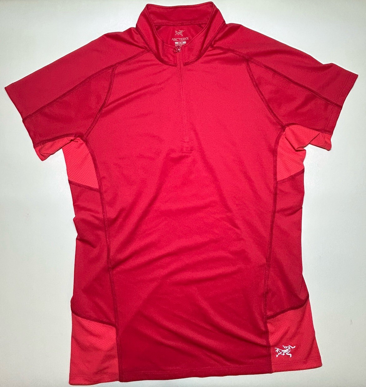 ARC'TERYX Camicia Arcteryx rossa taglia M quarto zip 1 4 zip atletica top golf strato base usata in ottime condizioni
