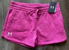 UNDER ARMOUR new RIVAL FLEECE Pink Spotted Running Shorts Girls Size YXL XL NWT