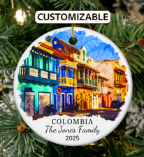 Colombia Christmas Ornament, Custom South America Ornament, Personalized Gift