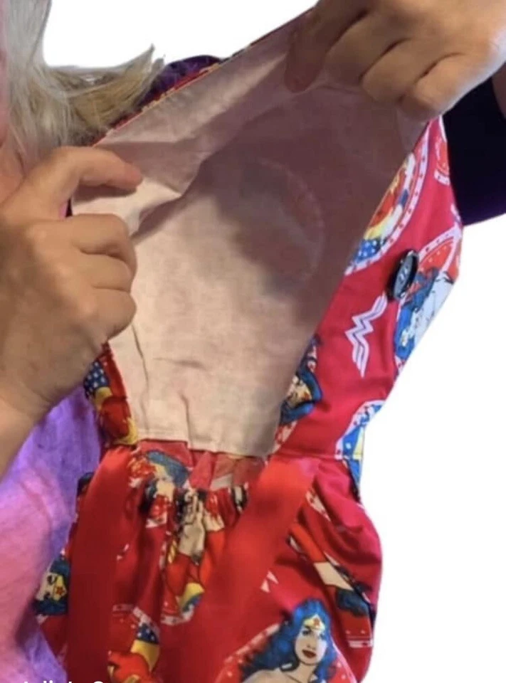 Wonder Woman SATIN LINED Scrub Cap Ponytail Hat Long Hair Protection Nurse Hat - Image 3 of 4