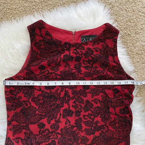 Vintage Damen Alex Abendkleid schwarz Samt mit rot verziertem Miederkleid - Bild 7 von 9