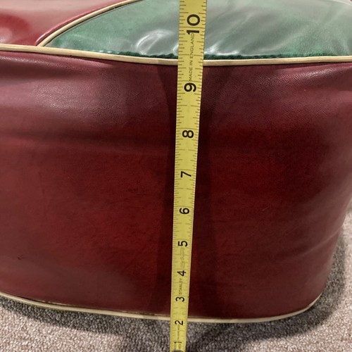 Vtg Green Red Vinyl Square Ottoman Footstool Pouf Square Hassock 1940’s 50’s MCM - Picture 18 of 24