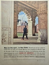 Bank Of America Worldwide Man-On-The-Spot New Delhi India Vintage Print Ad 1961