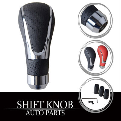 Black Universal Leather Manual Car Gear Stick Shift Knob Shifter Lever Head #