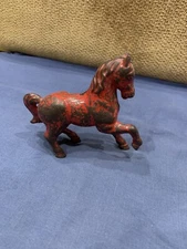 antique red horse Cast Iron Bank Piggy Penny Bank ac williams art smith