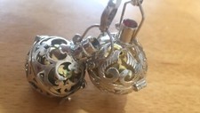 1 × Sterling Silver Harmony Ball Cage Pendant Garnet Semi Precious Stone