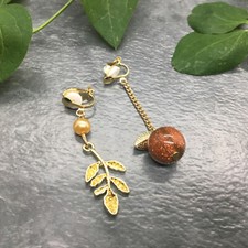 2  Earring Set Clip-On Gold-tone Boho Retro Dangle Colorful New Free Ship 4769