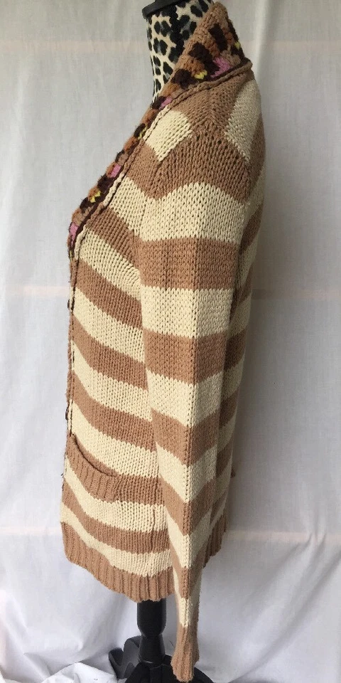 Anthropologie Sparrow Cardigan Sweater Knit Hopi Striped Brown Medium (I951) - Image 4 of 4