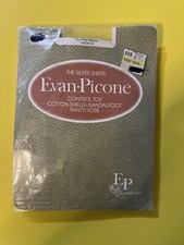 Evan Picone Silken Sheer Pantyhose BLUE Haze Sz Medium Control Top Sandalfoot