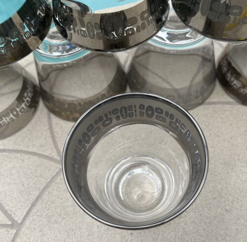 VTG Atomic MCM Rocks Glass 14 Pc Lot Silver Band Canonsburg Temporama Lowball - Picture 10 of 11