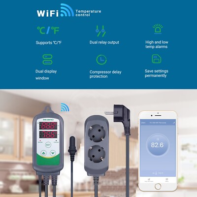 Inkbird Temperaturregler Auslass Thermostat ITC-308 WIFI Aquarium Gummisonde C/F