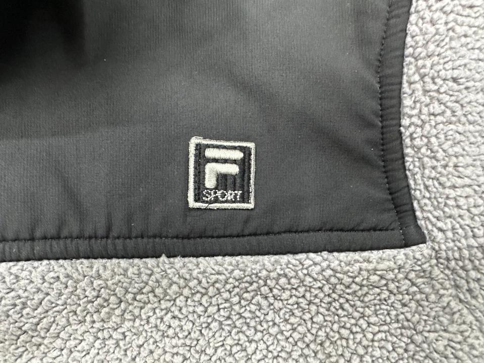 FILA Sport Hombres XL Gris Polar Sherpa Chaqueta Cremallera Completa Abrigo Rompevientos Foto 3 de 4