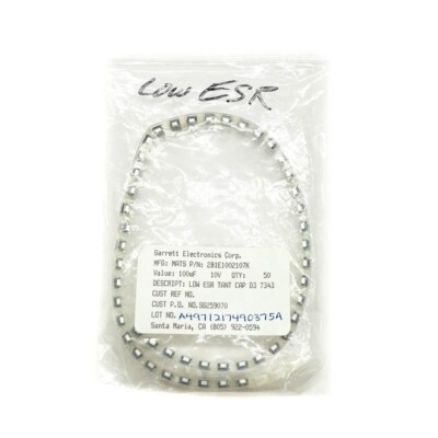 47 pcs Mats 281E1002107K Low ESR Tantalum Capacitors, 100mF 10V D3 7343