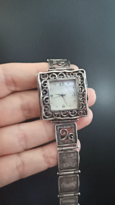 Silver Wristwatch Sterling 925 Vintage 90s Artisan Hammered