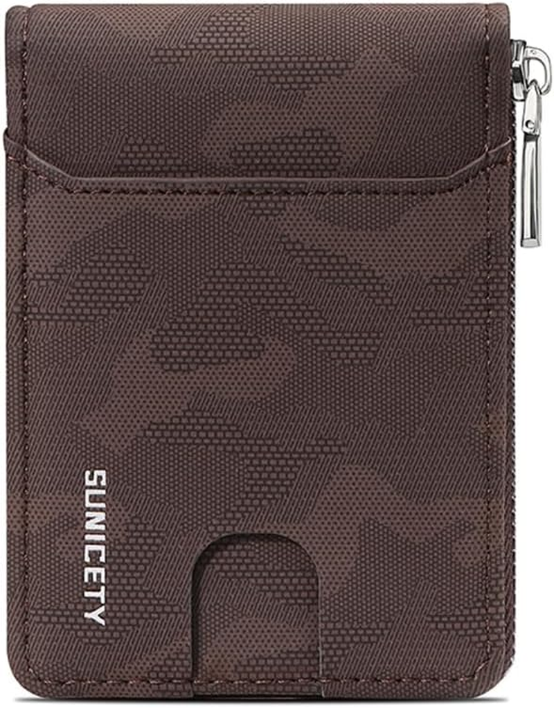 Credit Card Wallet, Zippered Business Card Holder for Men'S and Women'S, RFID Lo