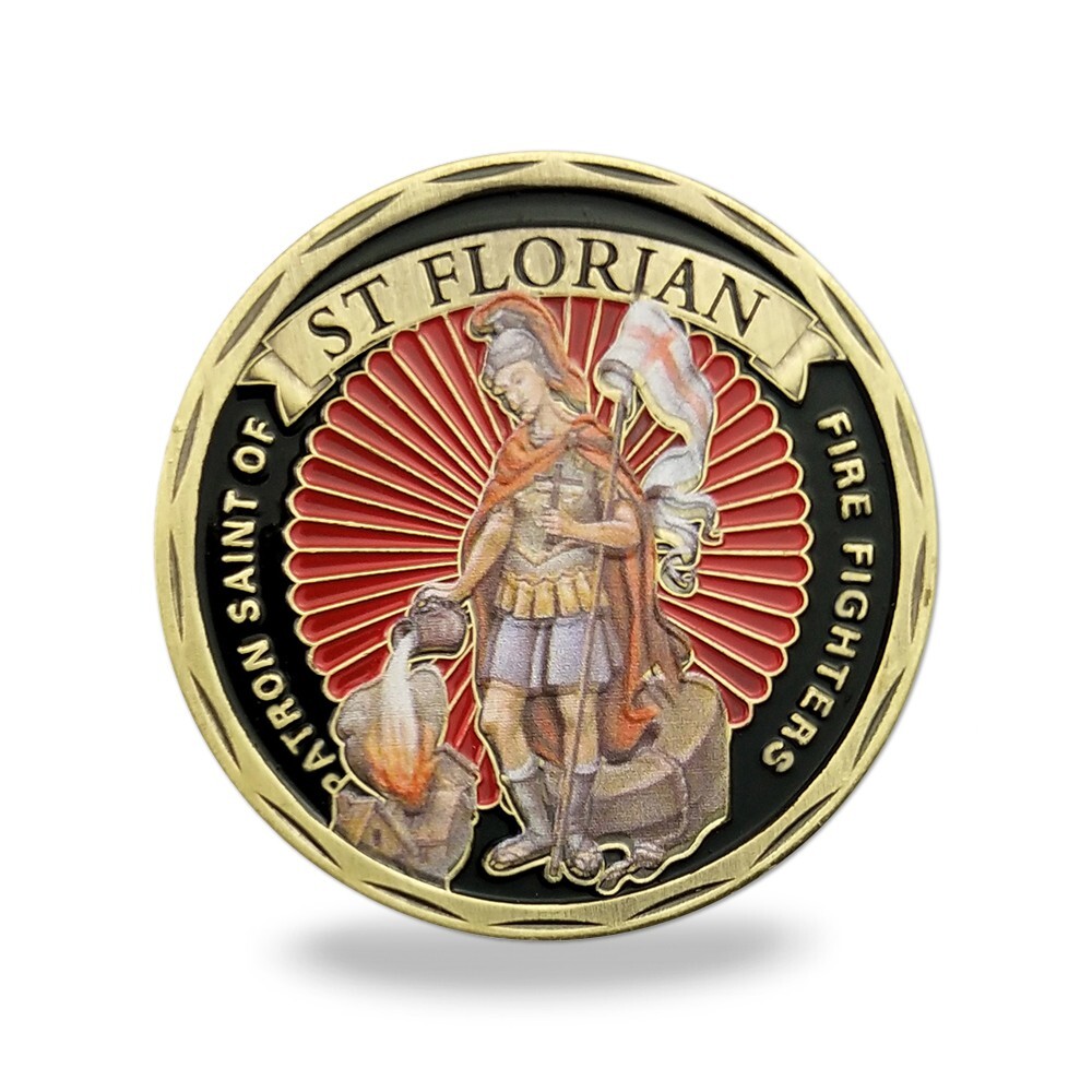 Firefighters Challenge Coin USA Firefighter Patron Saint Florian Prayer Coin