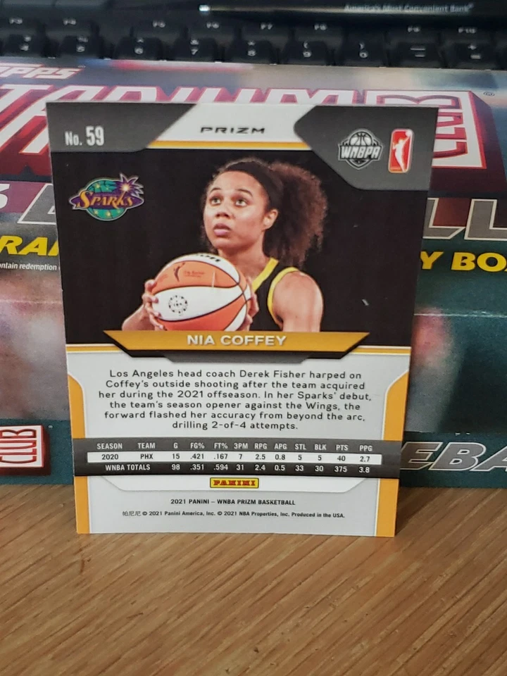 Nia Coffey 2021 Panini Prizm WNBA# 59 Green Prizm   LA Sparks - Image 2 of 2