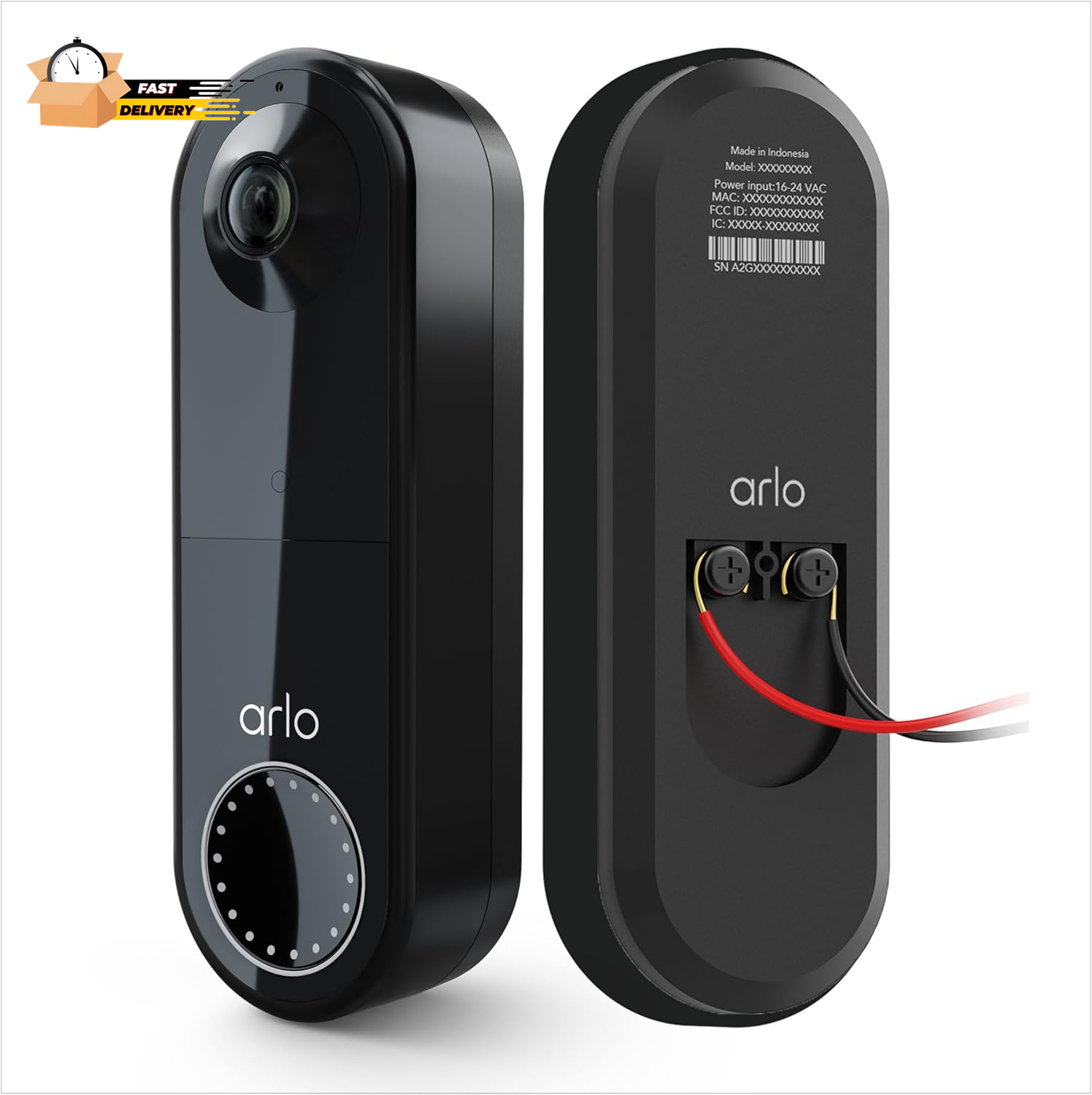 Essential Wired Video Doorbell - HD Video, 180° View, Night Vision, 2 Way Audio