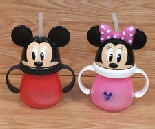 Disney Store Individual Mickey or Minnie Mouse Sippy Cup w/ Straw of Choice 