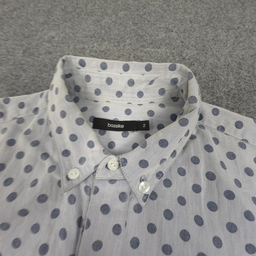 Bassike Shirt womens 2 blue polka dots button up long sleeve casual size 2 - Picture 3 of 10