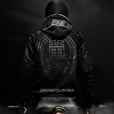 Men's Black Jacket Hoodie Bomber Full Zip Bikers 7-set Protector Gear  DRAGRAID