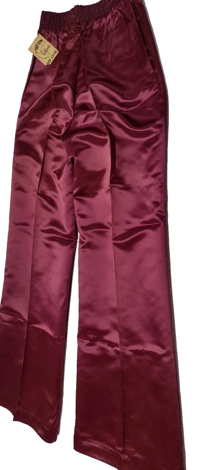 Antiga Calça Discoteca Cetim Pernas Largas Anos 70 PUT ON California Bell Bottoms 26" NOVA - Imagem 3 de 4