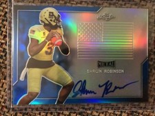 SHAWN ROBINSON TCU 2017 Leaf Army All-American BLUE Metal Flag AUTO 8/10