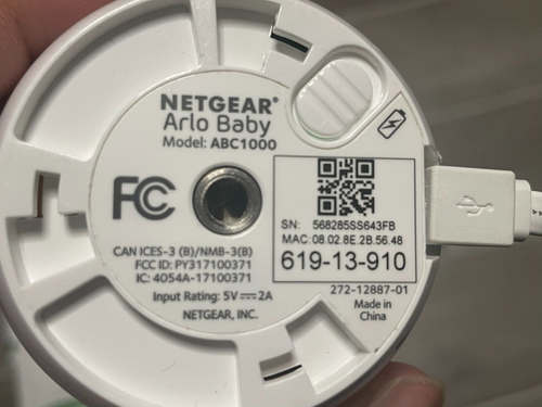 Netgear Arlo Baby Monitor Camera Model ABC1000 with Power Adapter & Manuals - Picture 2 of 2