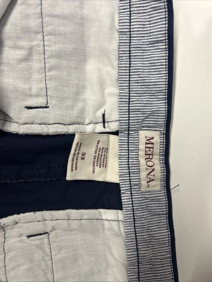 Pantalones Cortos Merona Hombre Caqui Azul Marino Talla 33 7 Pulgadas Entrepierna Foto 3 de 3