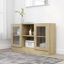 Vitrine Standvitrine Kommode Hochschrank Sideboard Glas Holz Retro skandinavisch