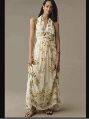 NWT Farm Rio x Anthropologie V-Neck Floral Chiffon Maxi Dress Size XL