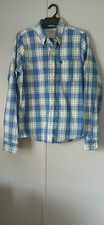 Abercrombie Fitch Men's Blue Green White Plaid Button-Up Shirt Muscle Fit L