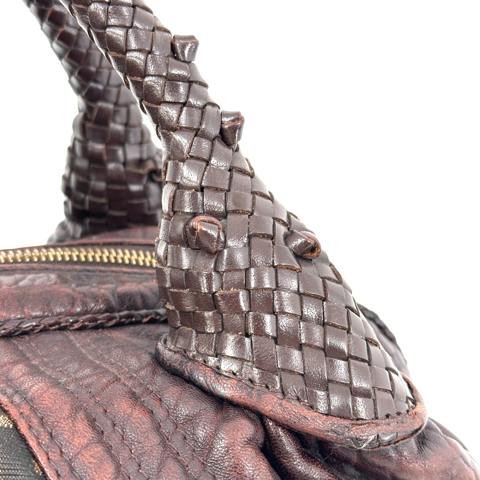 FENDI Spy Bag Zucca Brown Leather Hand Bag Authentic From Japan thumbnail 12