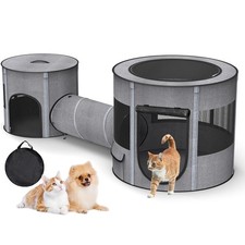 Portable Cat Playpen with Tunnel, 3 in 1 Foldable Puppy Play Pen, Waterproof ...