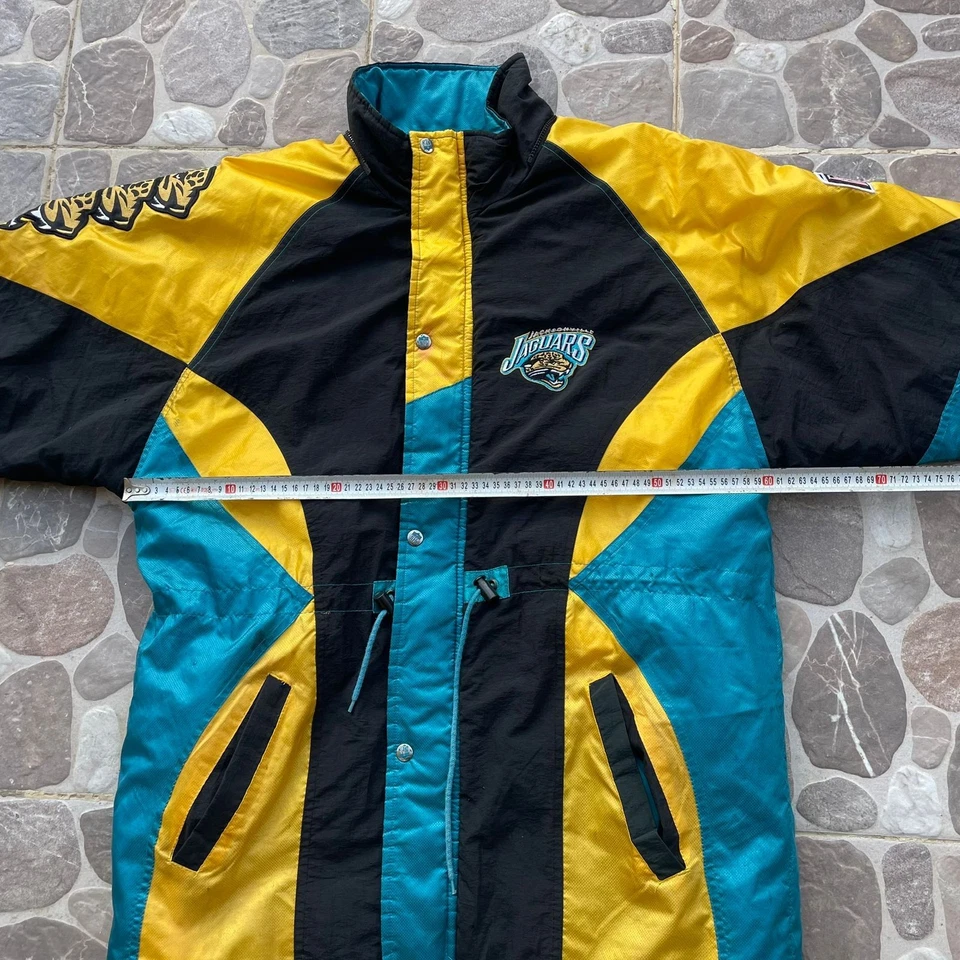 VINTAGE 90 s JACKSONVILLE JAGUARS PRO PLAYER NFL MENS LONG JACKET MENS LARGE - Image 4 of 4