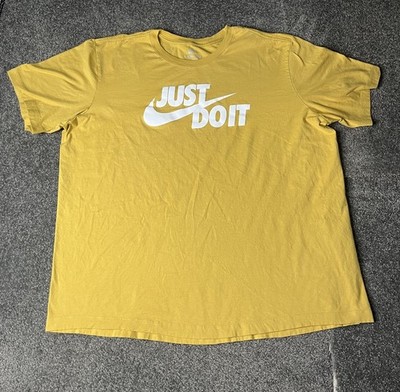 Nike Shirt Mens XXL Gold White Swoosh Sportswear Just Do It Tee