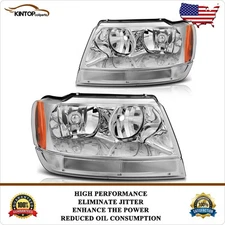 Headlights For 1999-2004 Jeep Grand Cherokee Headlamp Assembly Pair Clear Lens