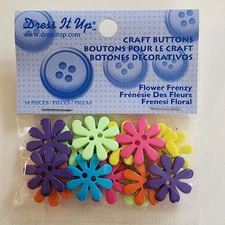 Dress It Up Buttons Flower Frenzy Jesse James Embellishments 2 Hole Flat