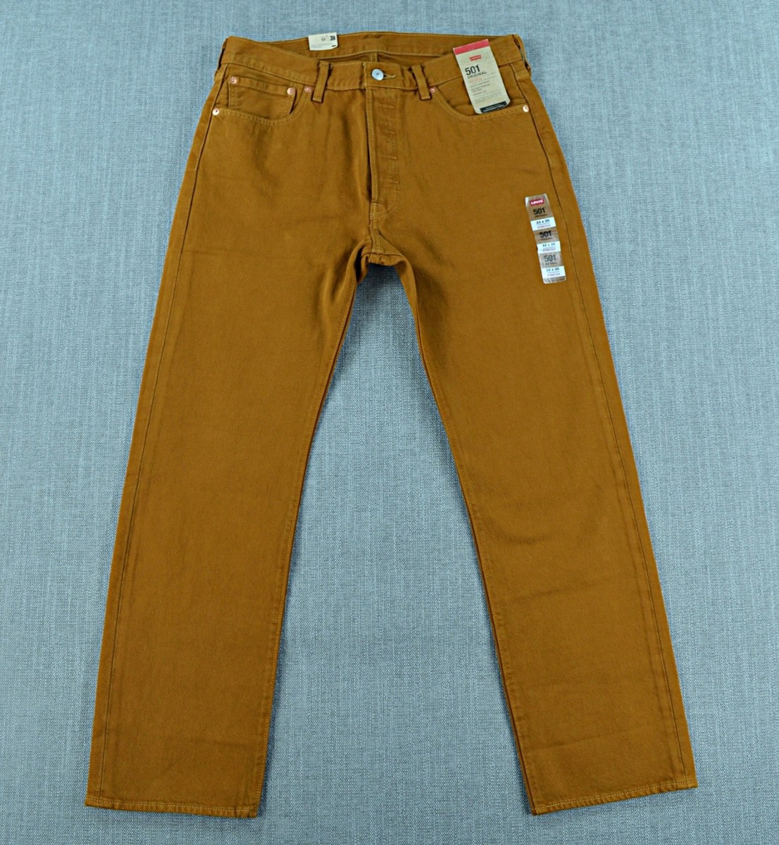Levi's 501 Original Jeans Mens 33x30 Tan Brown Button Fly Straight