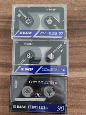 3  x BASF - Chrome Extra II  - 90 - Audio Tape Bespielt Beschriftet 