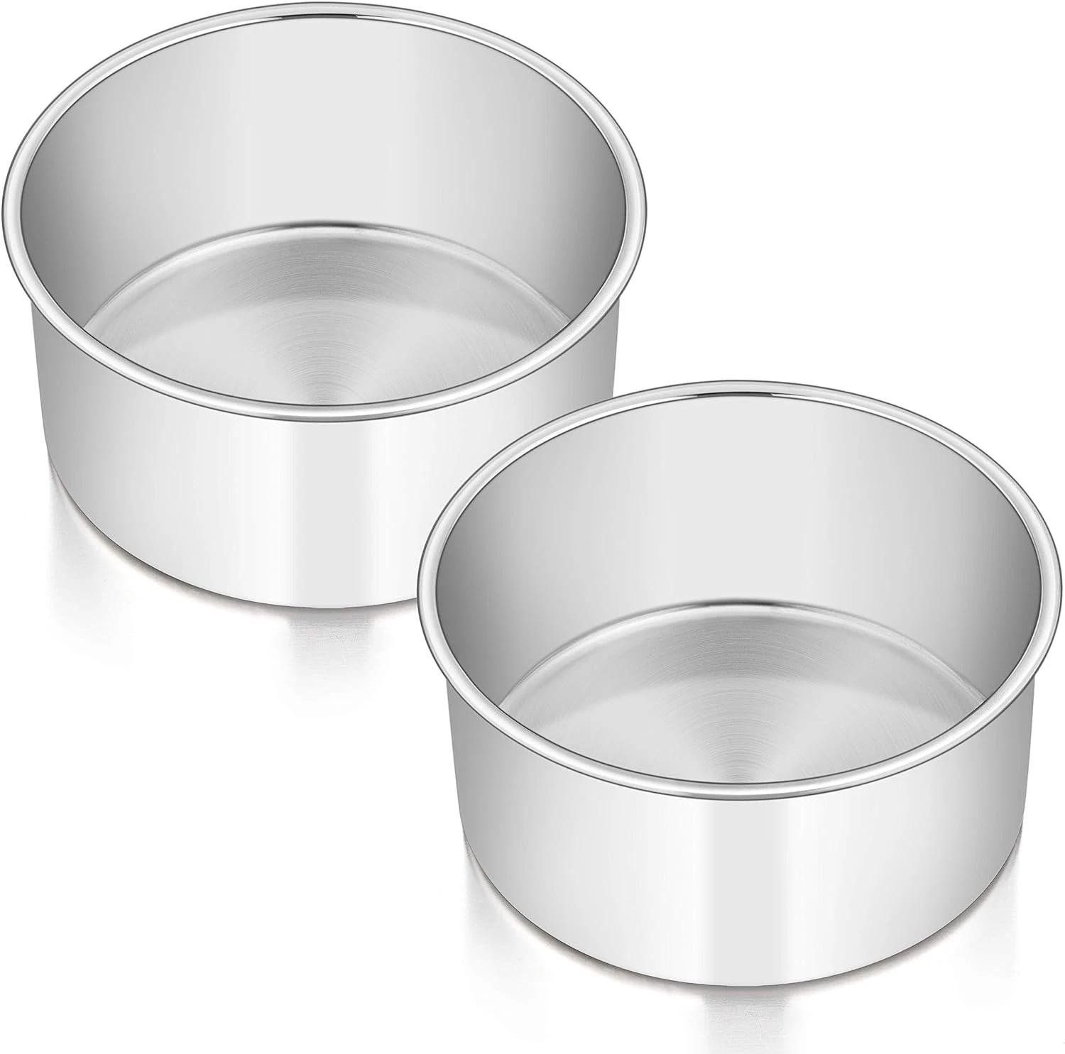E-Far 6 X 3 Inch round Cake Pans, Stainless Steel Deep Cake Baking Pan Tin for B