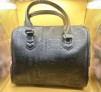 Juicy Couture Speedy Satchel Medium Purse Black /Floral Debossed