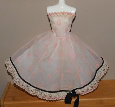 VINTAGE 50s DOLL PINK STRAPLESS DRESS JILL COTY GIRL TONI LITTLE MISS REVLON?