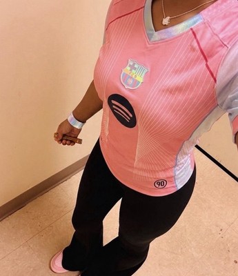 Nike FC Barcelona Auswärtstrikot Rosa/Weiß Kurzarm Lamine Yamal 19